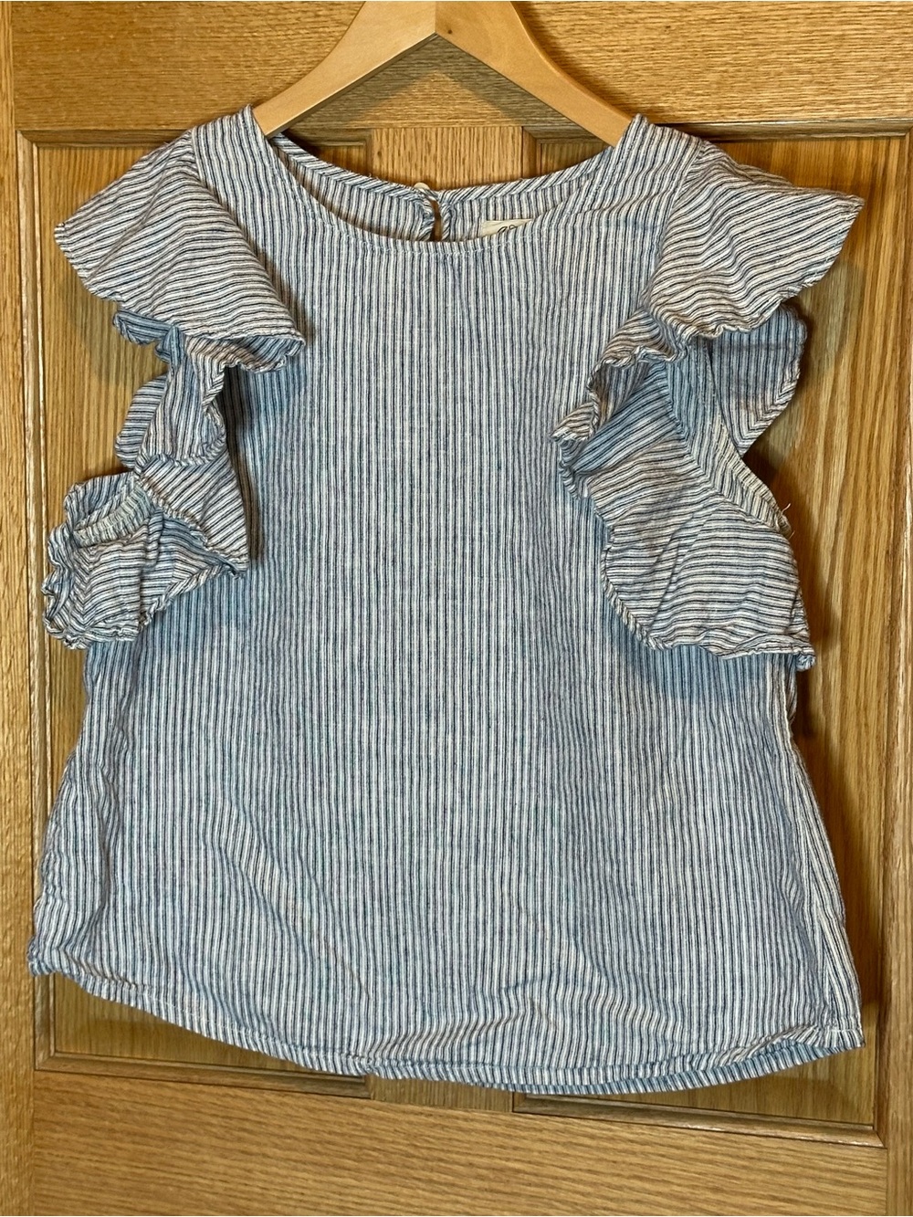 J.crew Ruffle top in stripe linen blend size 12